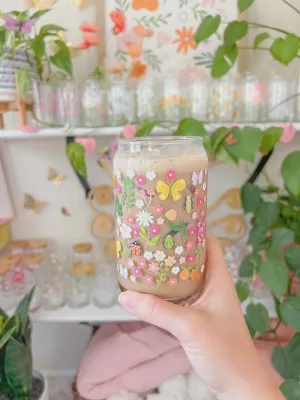 16oz Floral Garden Glass