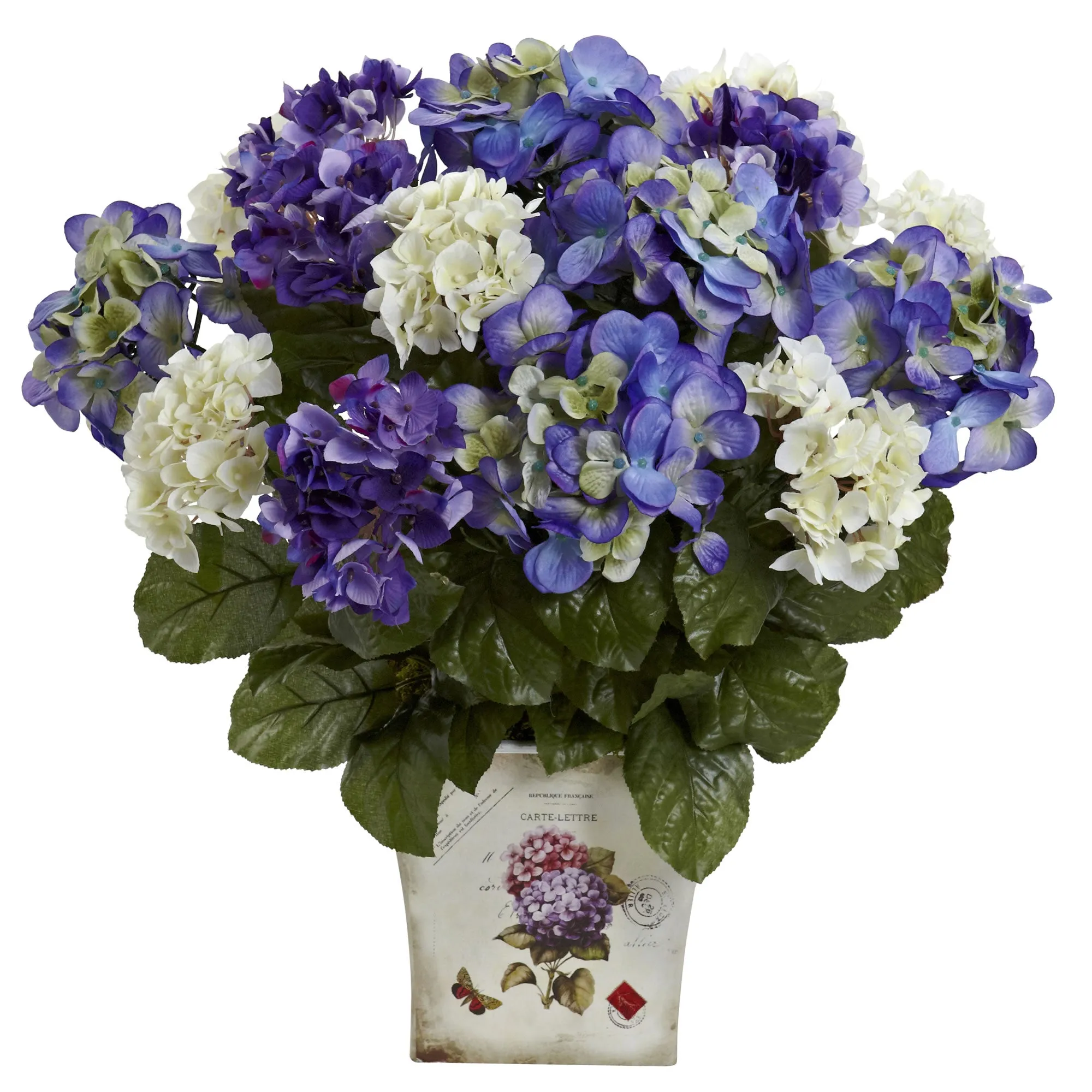 19" Artificial Mixed Hydrangea Arrangement w/Floral Planter - Low Maintenance, Life-Like & Vibrant Silk Flowers For Busy People.