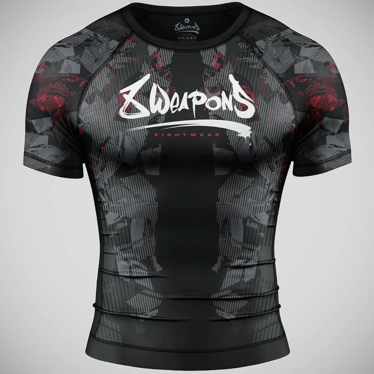 8 Weapons Hit 2.0 Short Sleeve Rash Guard Black/Red