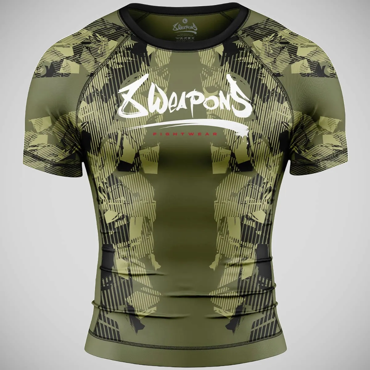 8 Weapons Hit 2.0 Short Sleeve Rash Guard Olive/Black