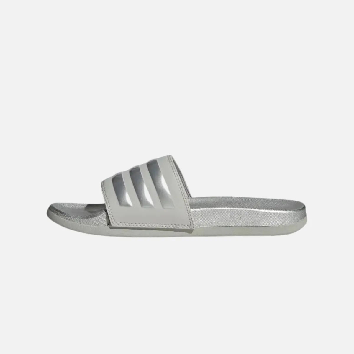 Adidas Adilette comfort slides- Grey Two/Silver Metallic/Grey Two