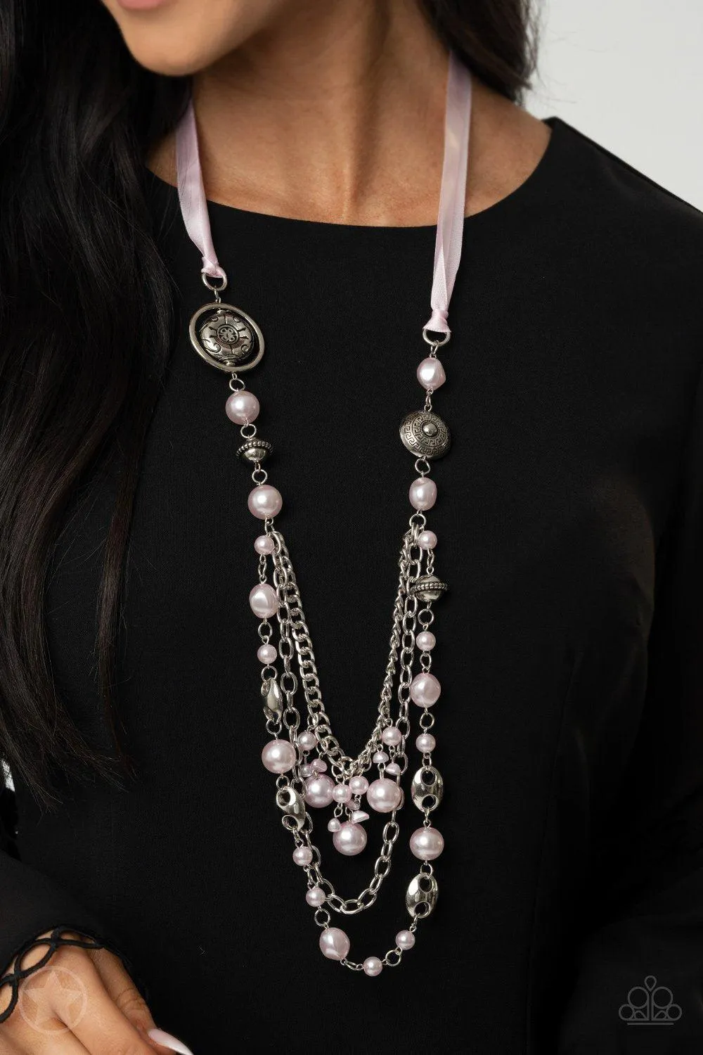 All The Trimmings Pink Ribbon Necklace - Paparazzi Accessories