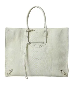 Balenciaga Papier A4 Python Leather Tote in White & Yellow