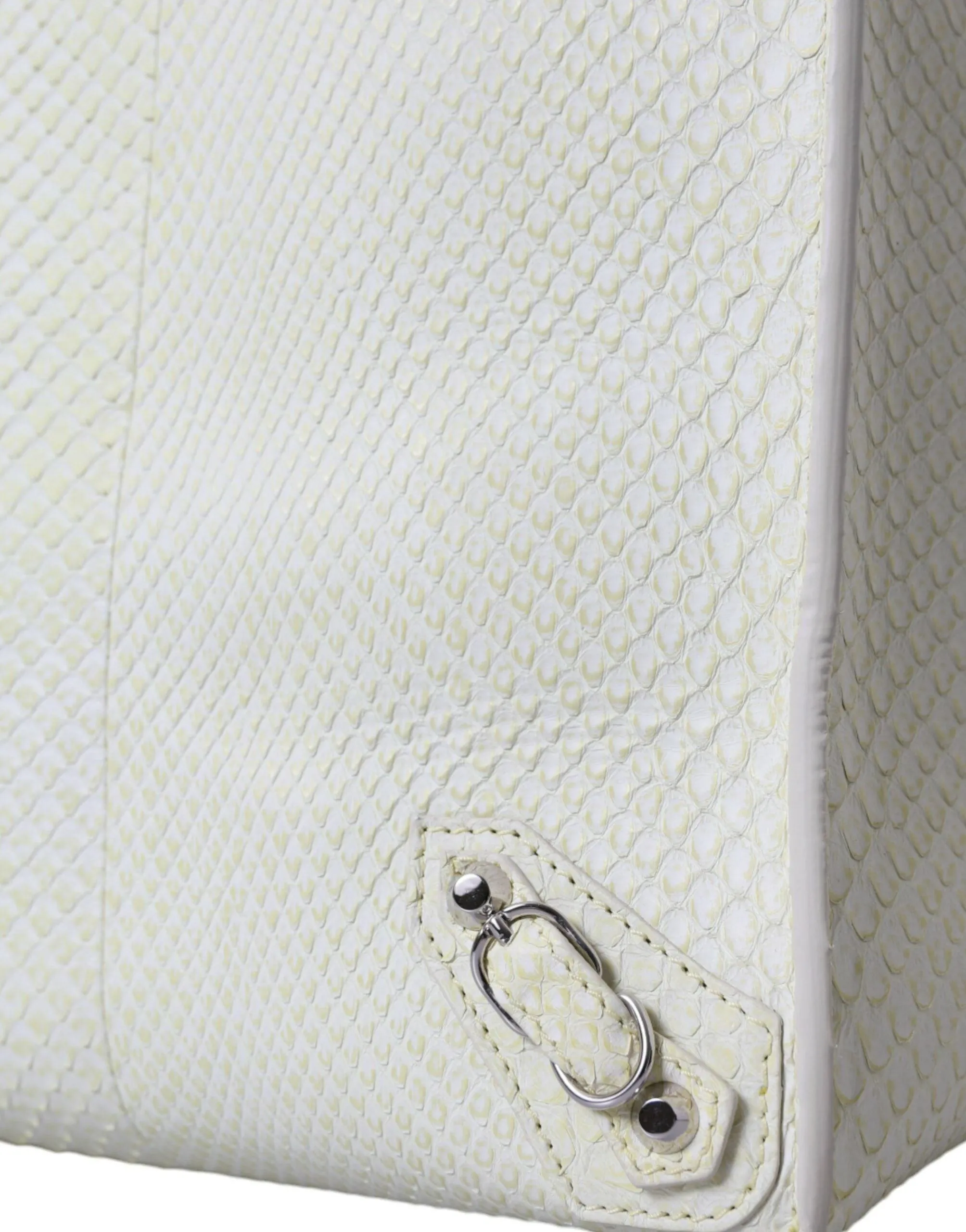 Balenciaga Papier A4 Python Leather Tote in White & Yellow