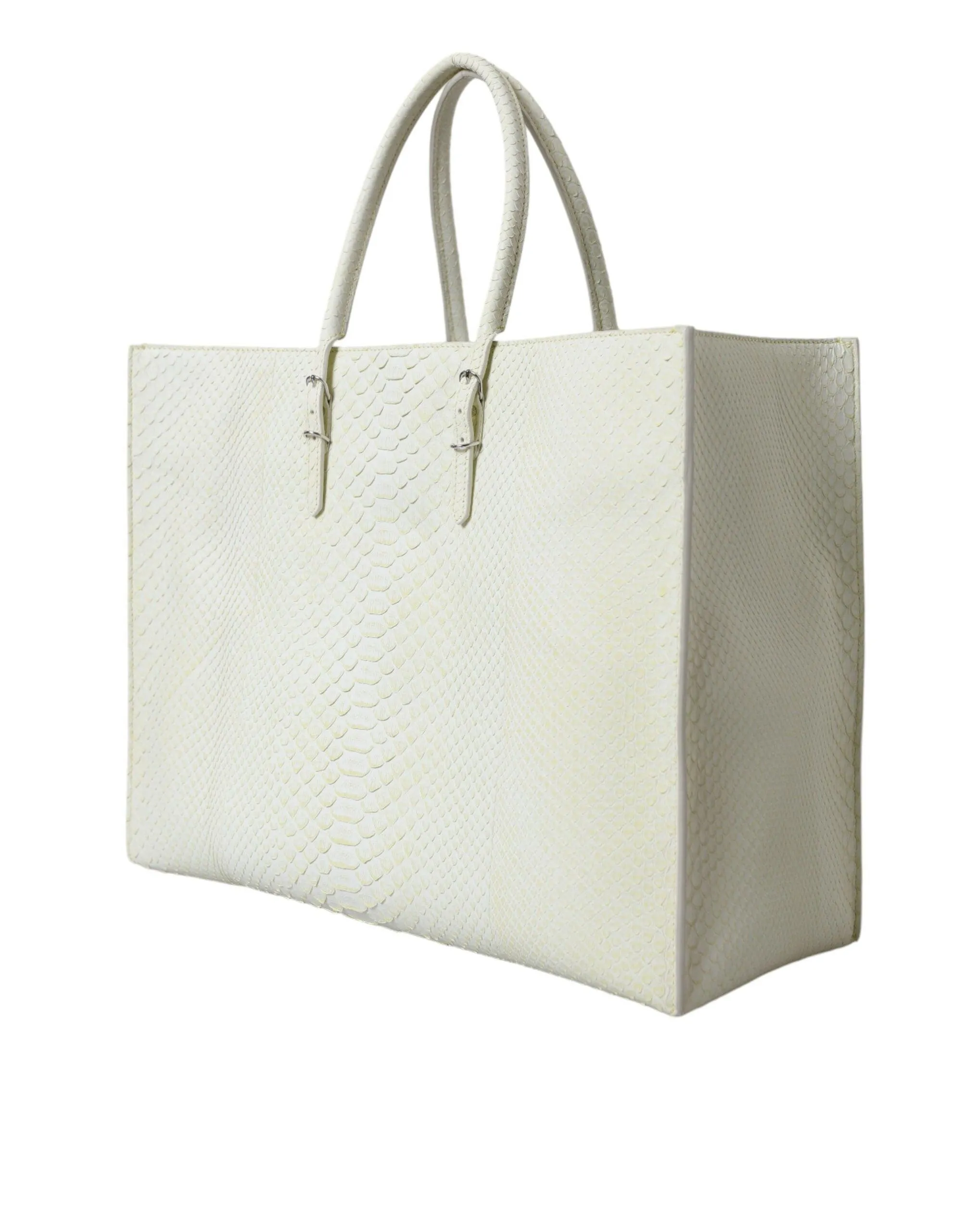 Balenciaga Papier A4 Python Leather Tote in White & Yellow