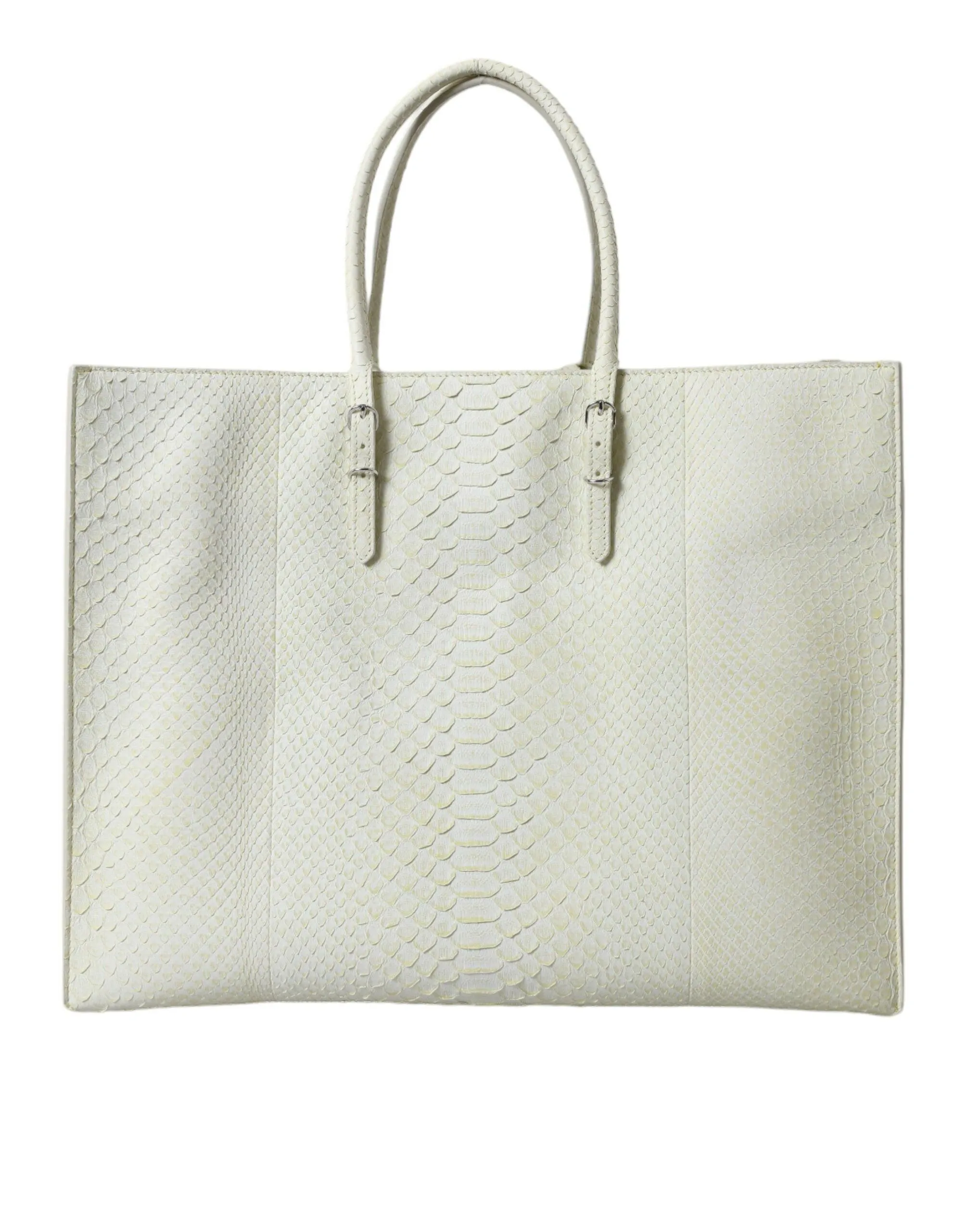 Balenciaga Papier A4 Python Leather Tote in White & Yellow