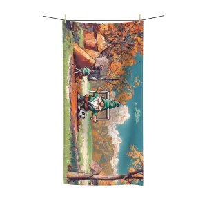 Beach Towel, Retro Gnome Playing Soccer, Polycotton Towel