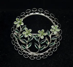 Beau - Vintage Sterling Silver and Enamel Floral Brooch