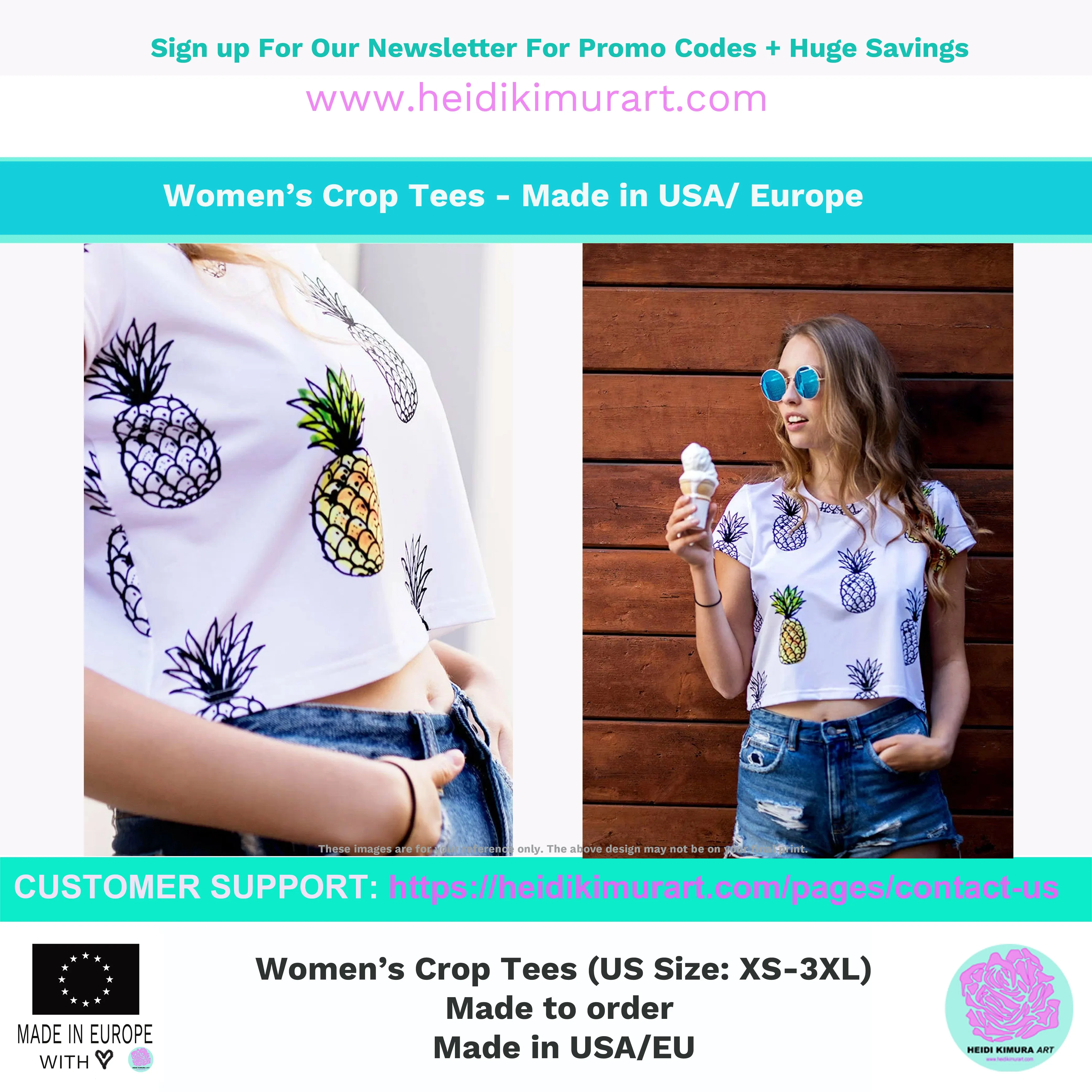 Black Rose Crop Tee, Floral Flower Print Women's Short Cute Crop T-shirt - Made in USA/EU