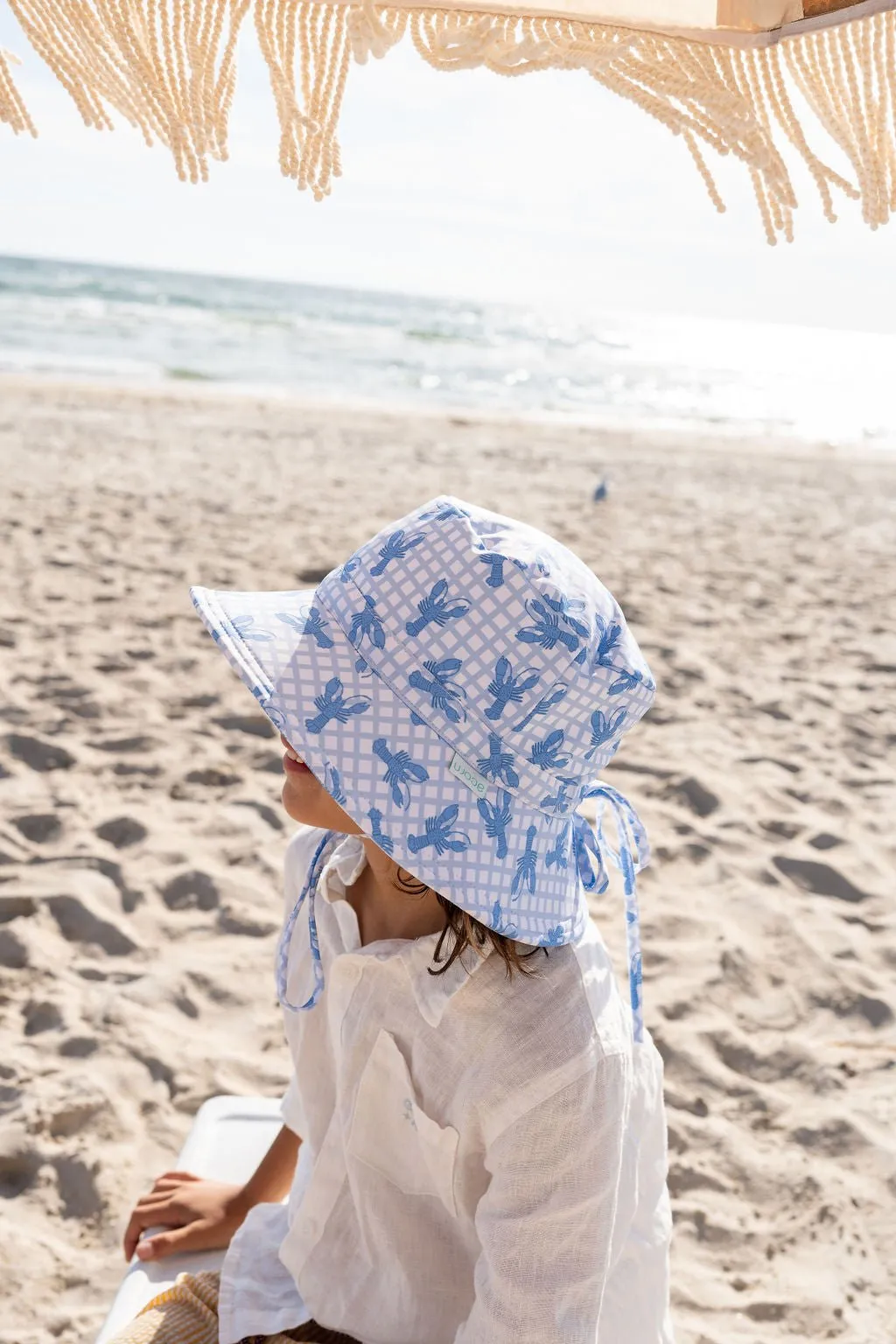 Blue Lobster Wide Brim Swim Hat