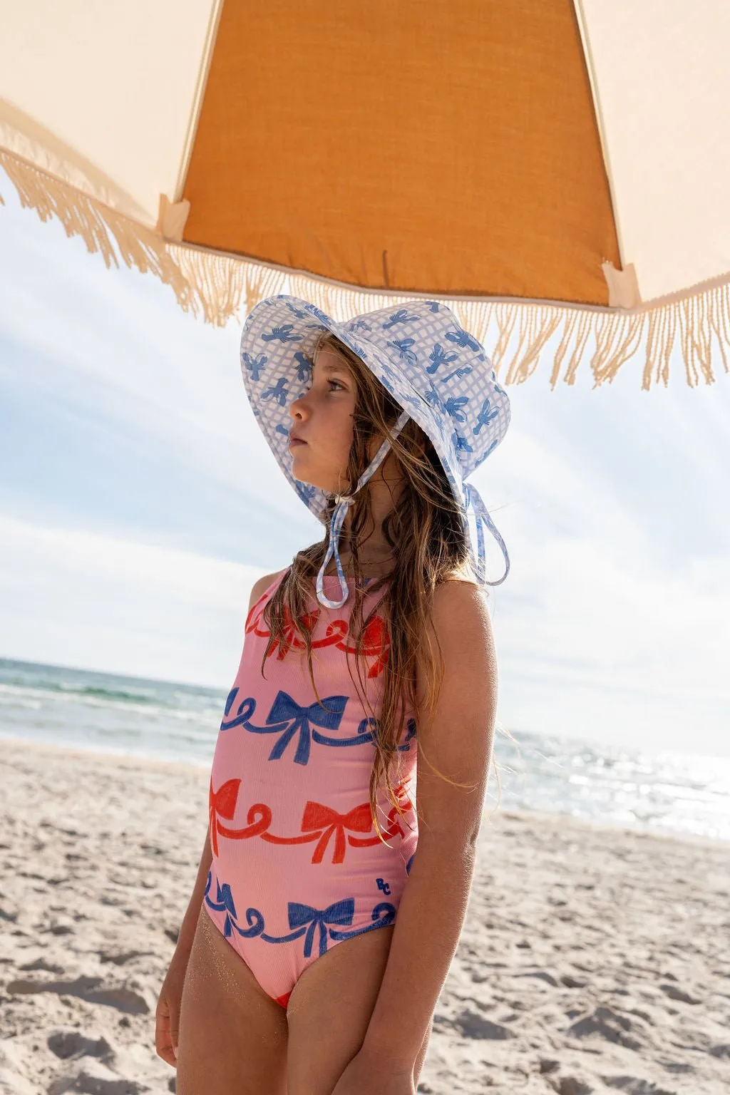 Blue Lobster Wide Brim Swim Hat