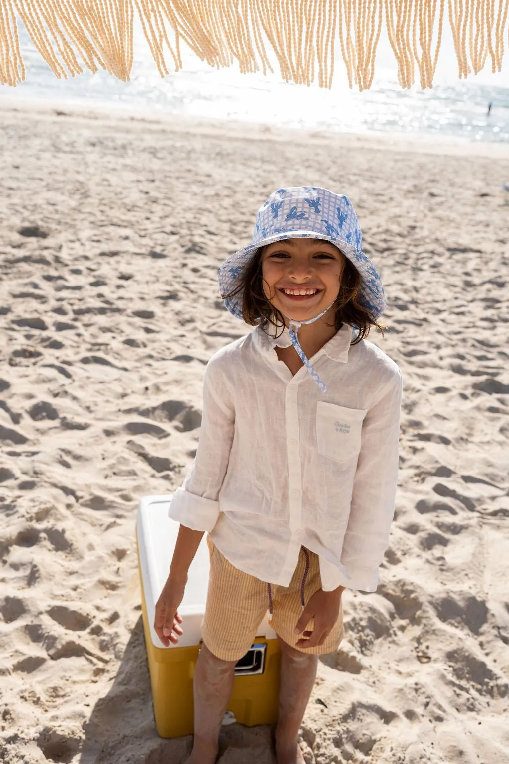 Blue Lobster Wide Brim Swim Hat