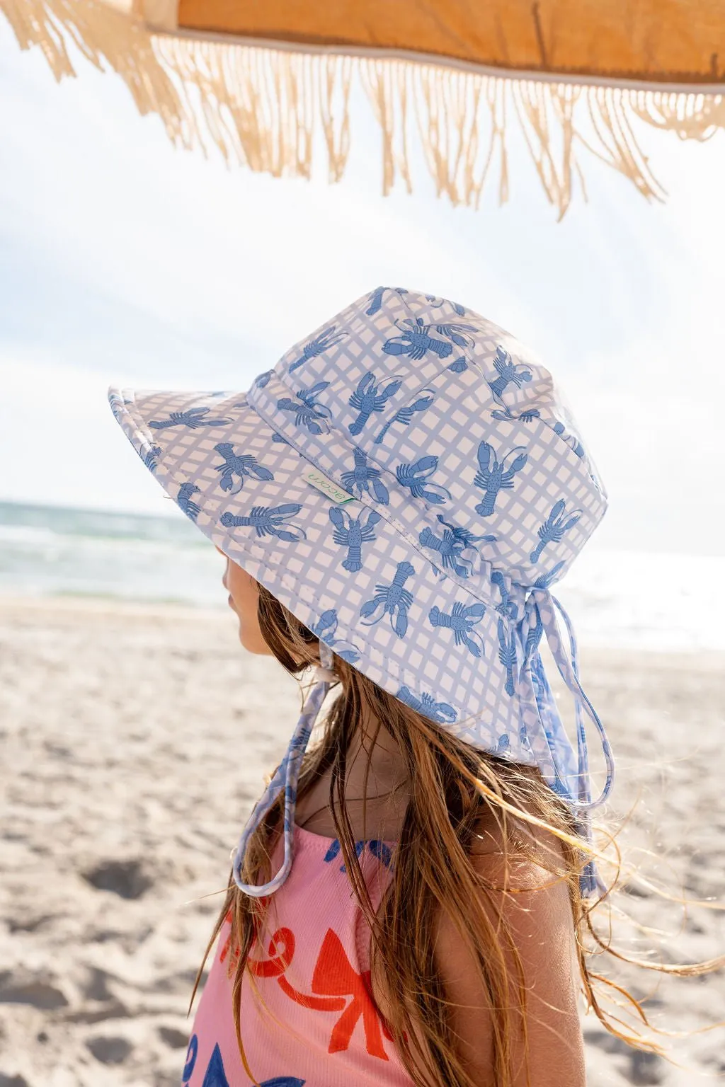 Blue Lobster Wide Brim Swim Hat