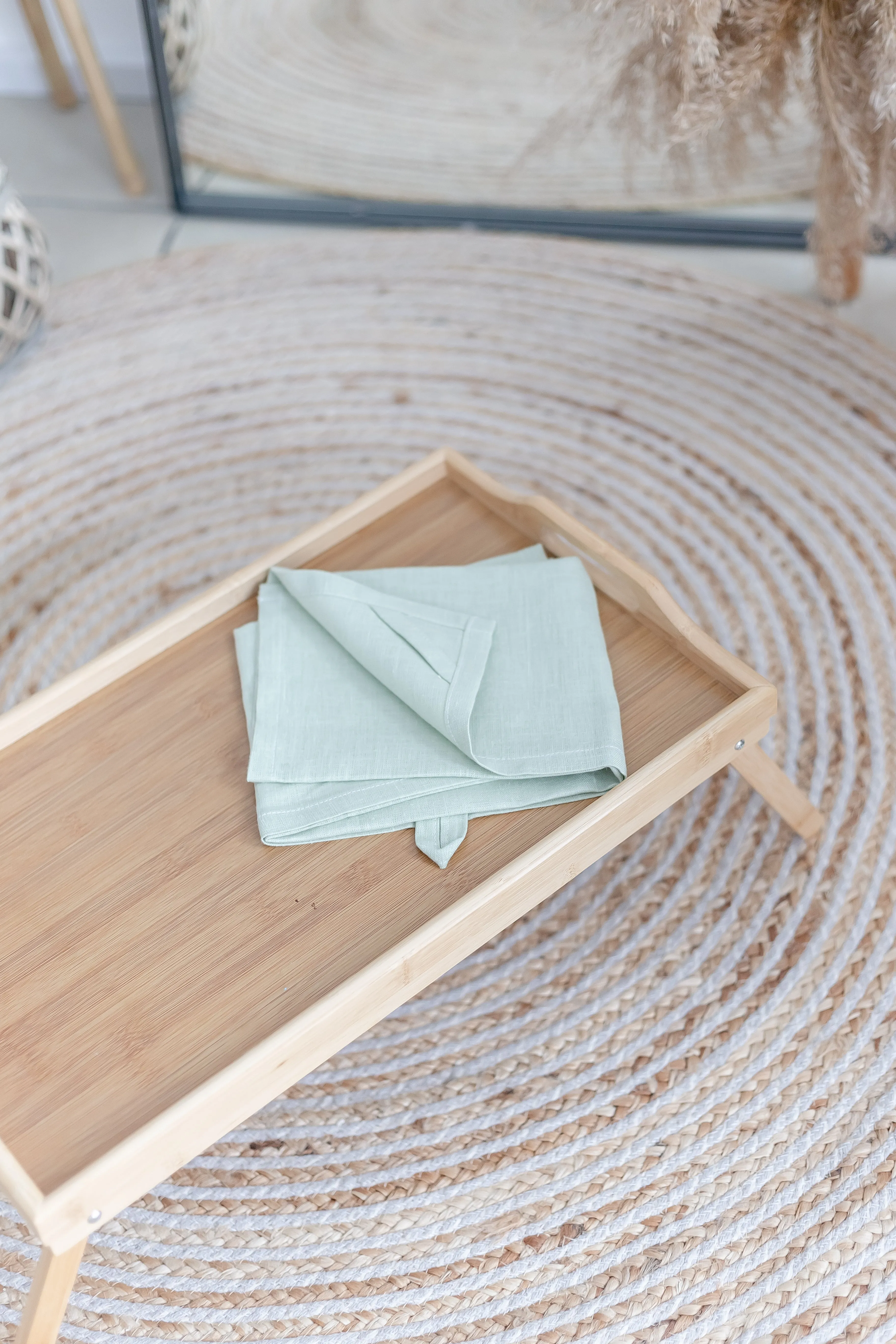 Blush Green Linen Kitchen Towel