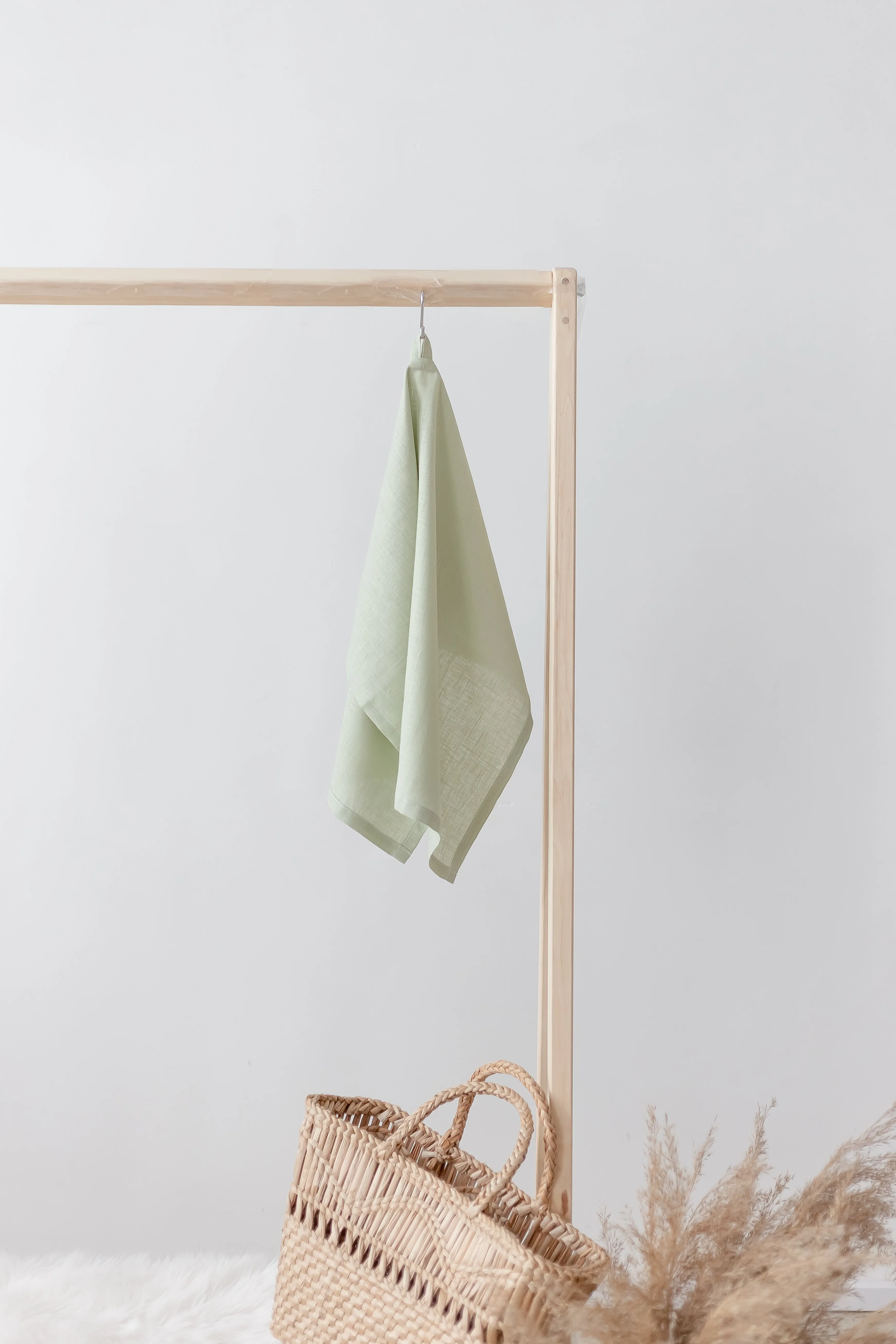 Blush Green Linen Kitchen Towel