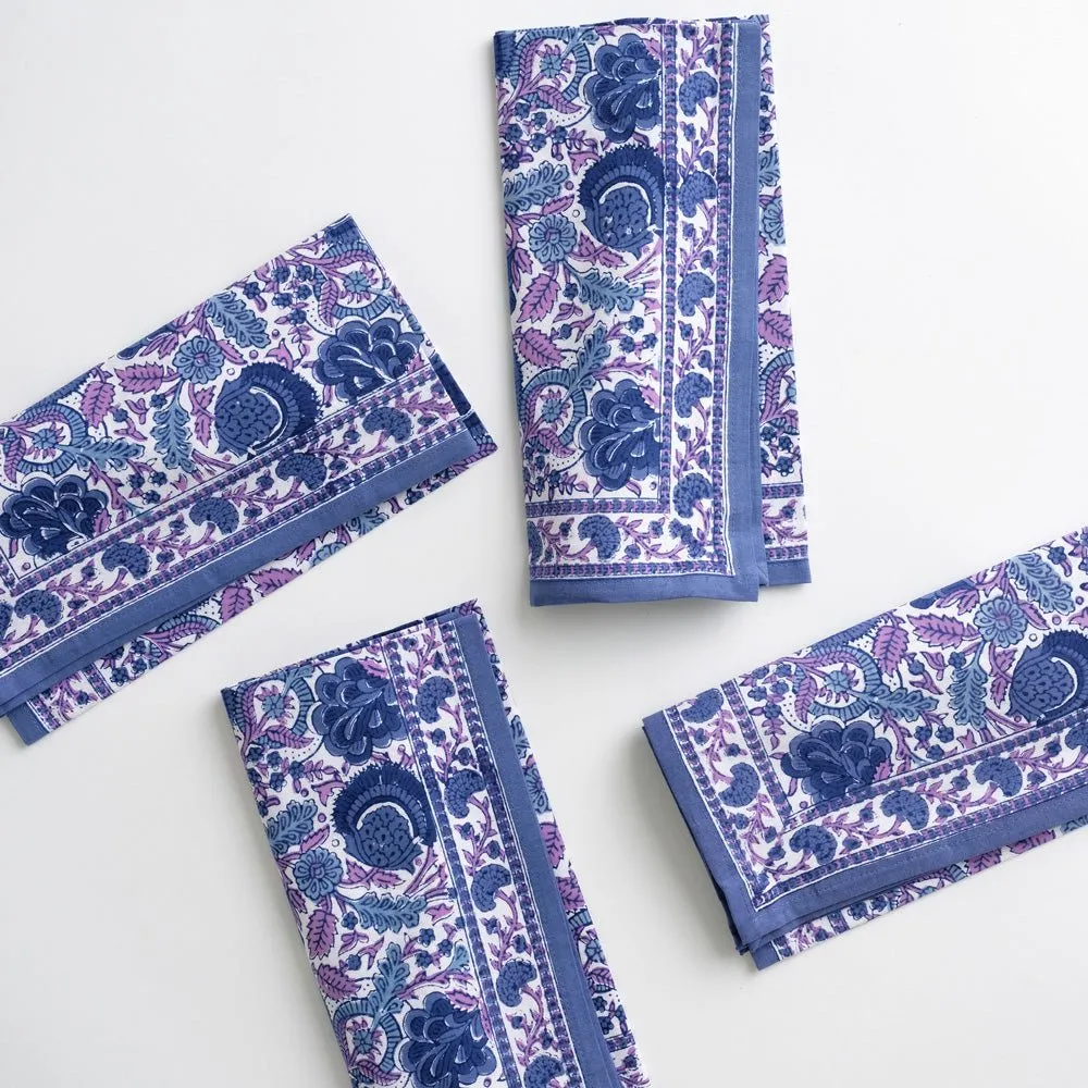 Bohemian Floral Blues & Purple Napkin | Set of 4