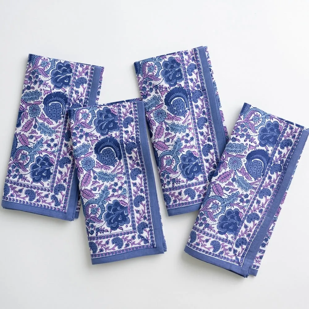 Bohemian Floral Blues & Purple Napkin | Set of 4