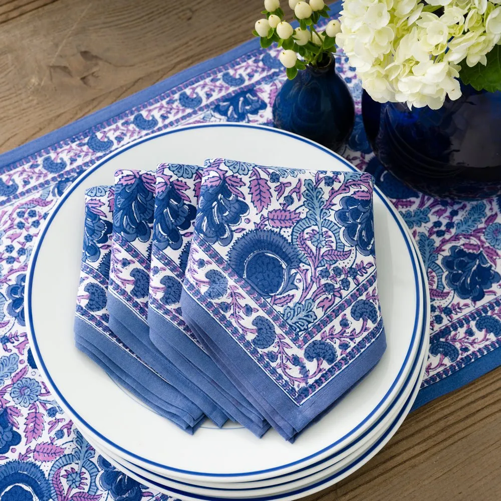 Bohemian Floral Blues & Purple Napkin | Set of 4