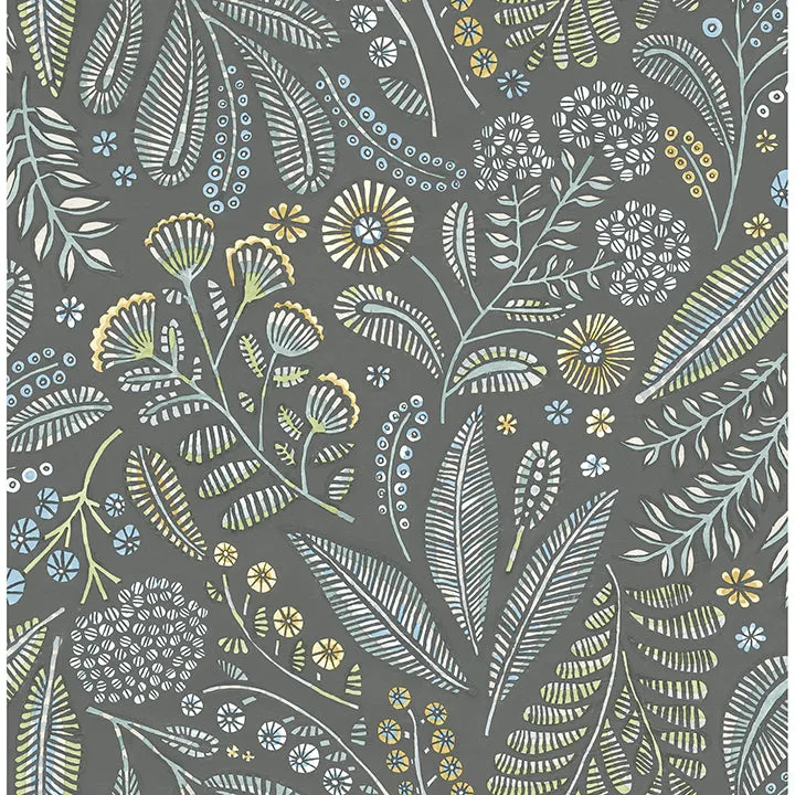 Briar Navy Floral Wallpaper