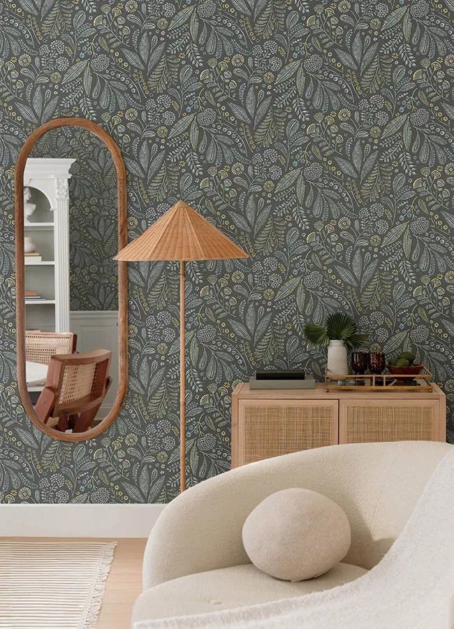 Briar Navy Floral Wallpaper