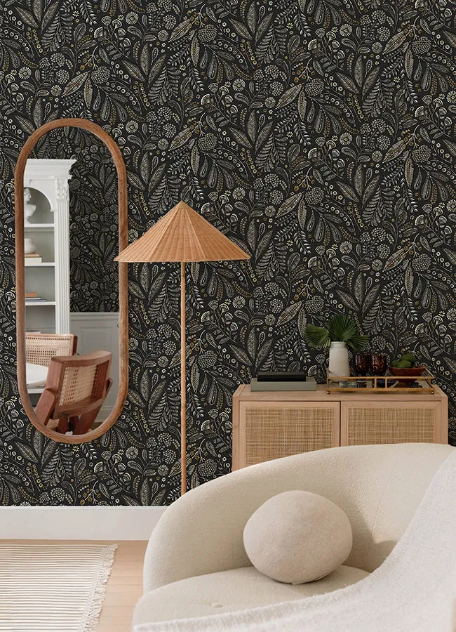 Briar Navy Floral Wallpaper