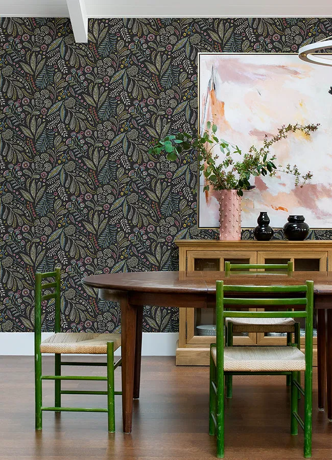 Briar Navy Floral Wallpaper