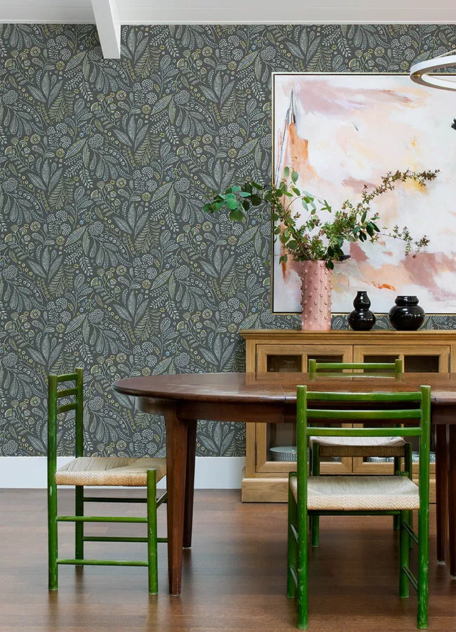 Briar Navy Floral Wallpaper