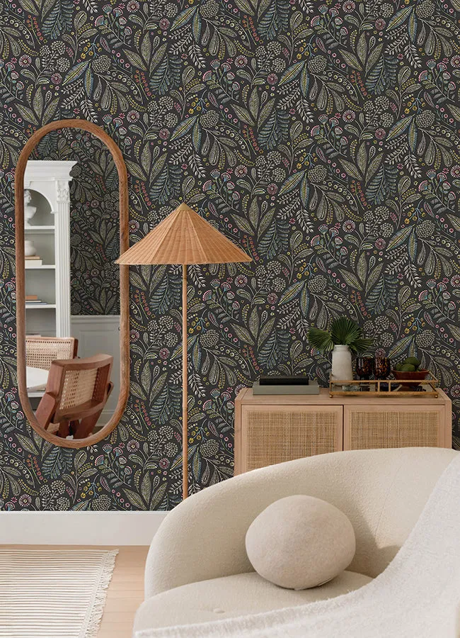 Briar Navy Floral Wallpaper