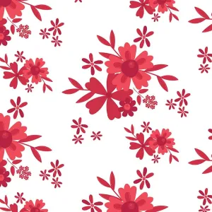 Cheerfully Red -  Main Floral White