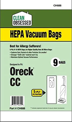 Clean Obsessed H-10 HEPA Vacuum Bags for Oreck Type CC Uupright Cleaners