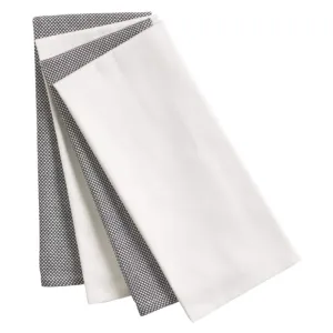 Cotton Kitchen Towels, 4-Pack, Grey/White