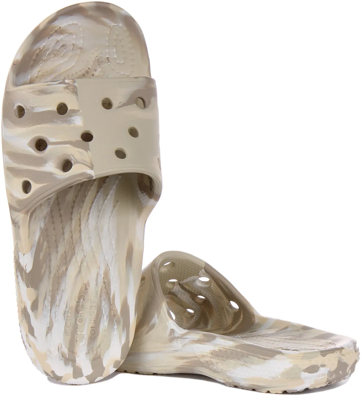 Crocs Classic Marble Slide In Ivory