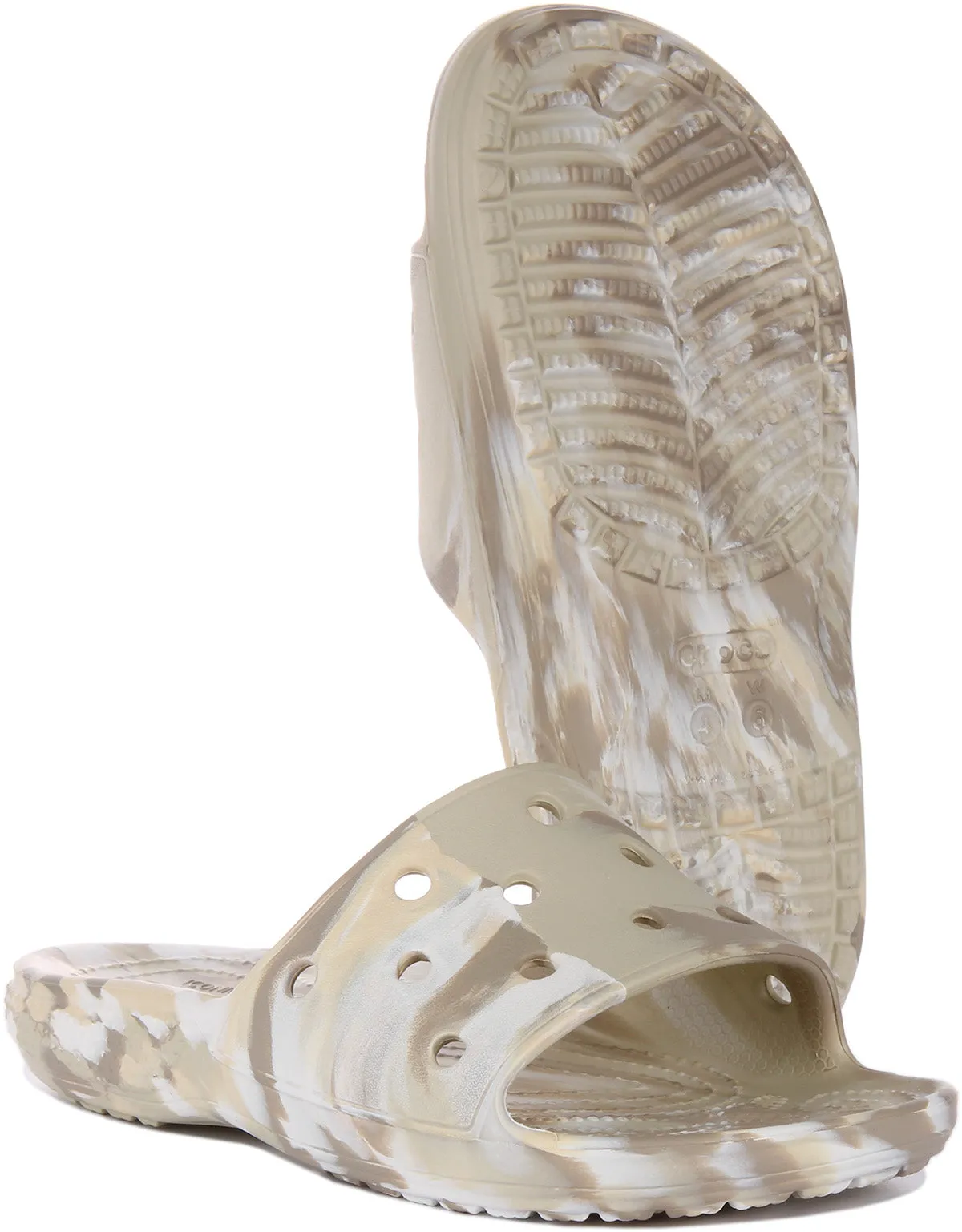 Crocs Classic Marble Slide In Ivory