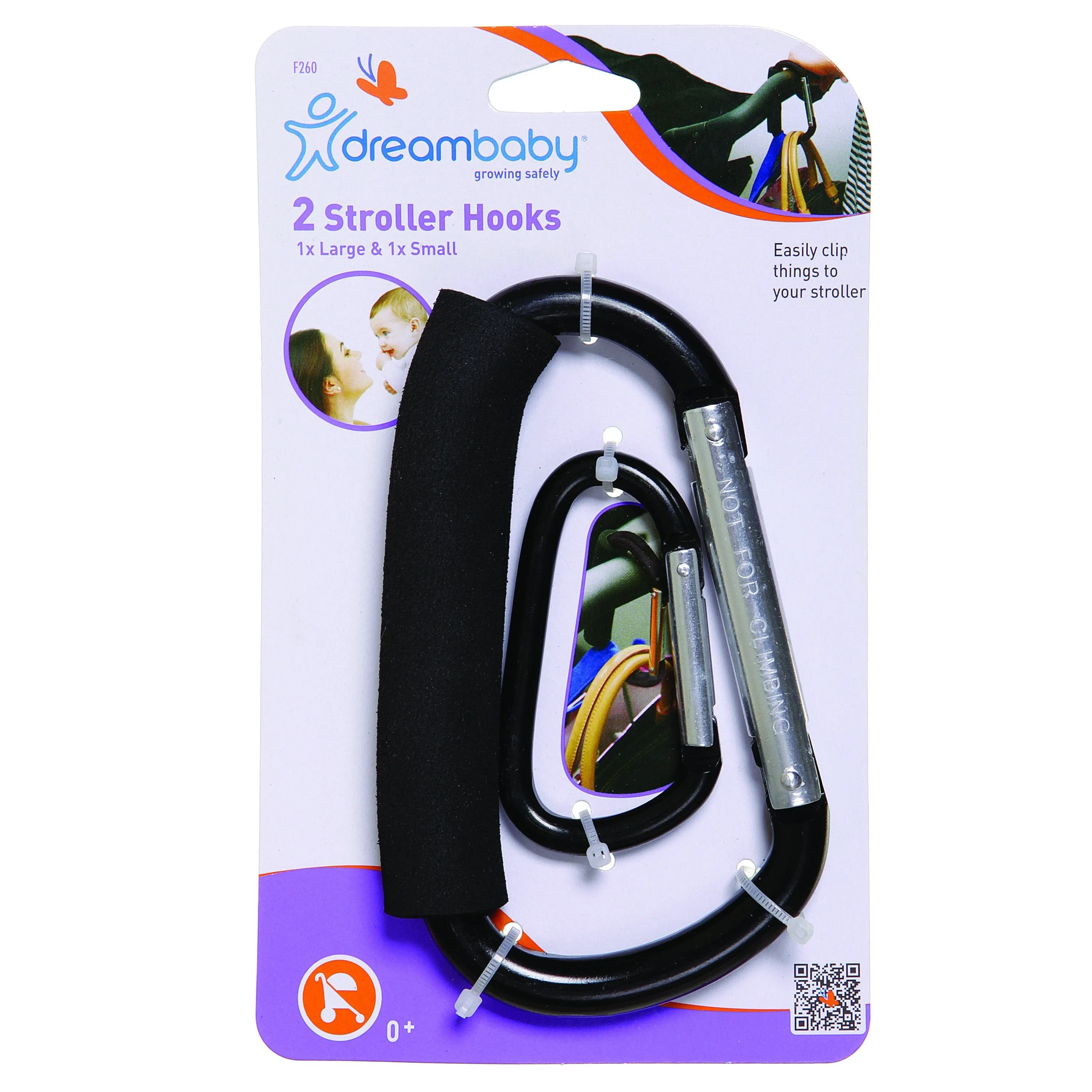 Dreambaby Stroller Hook Carabiner 2pk Large & Small DB00260