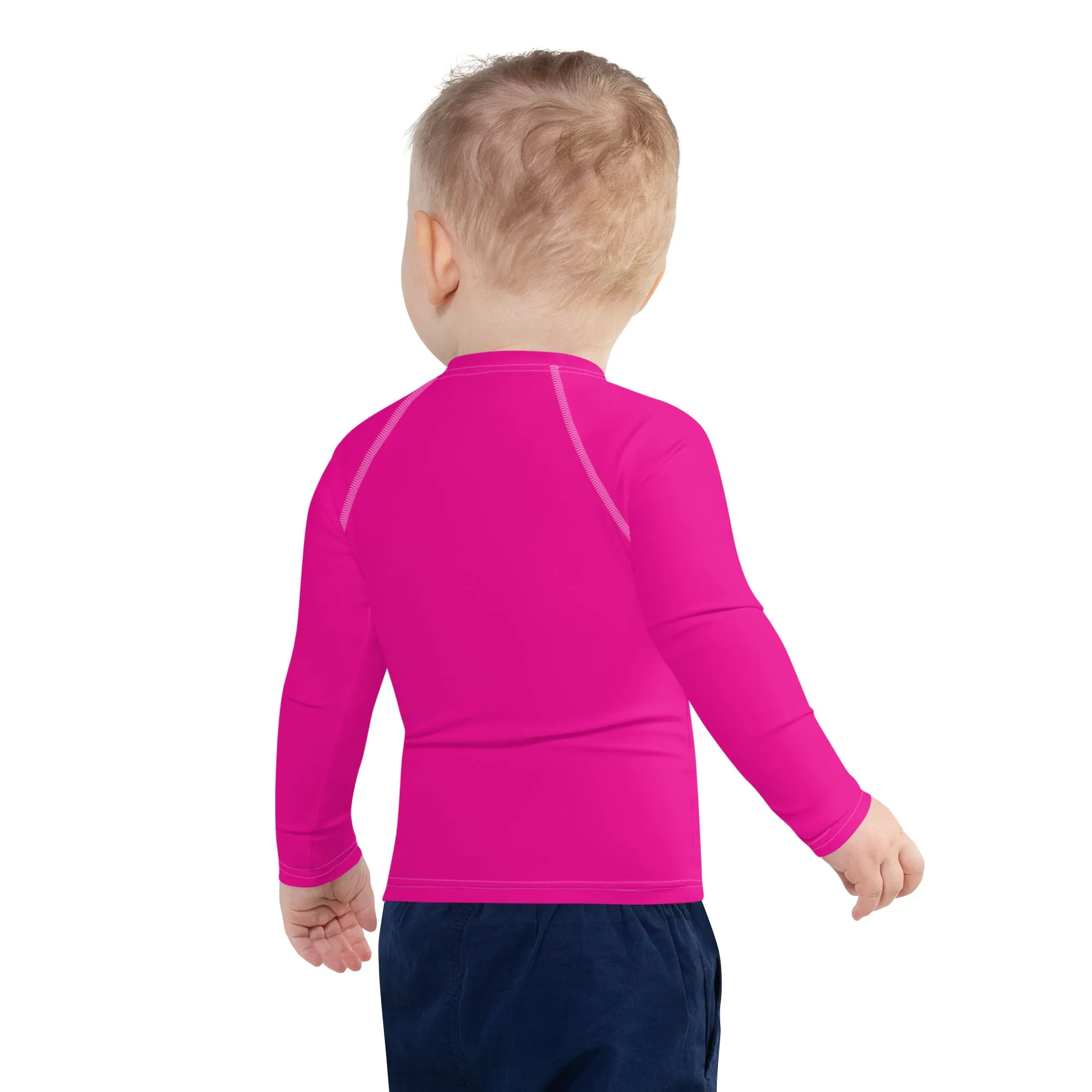 Dynamic Defense: Boys' Solid Color Long Sleeve Rash Guards - Hollywood Cerise