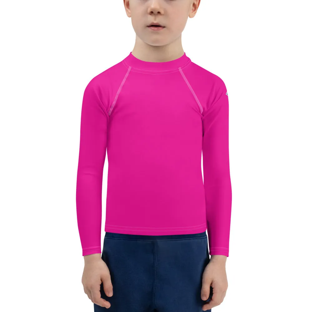 Dynamic Defense: Boys' Solid Color Long Sleeve Rash Guards - Hollywood Cerise