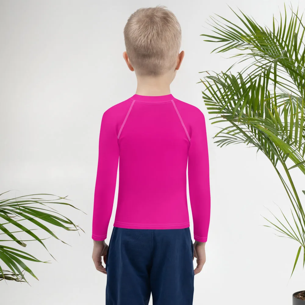 Dynamic Defense: Boys' Solid Color Long Sleeve Rash Guards - Hollywood Cerise