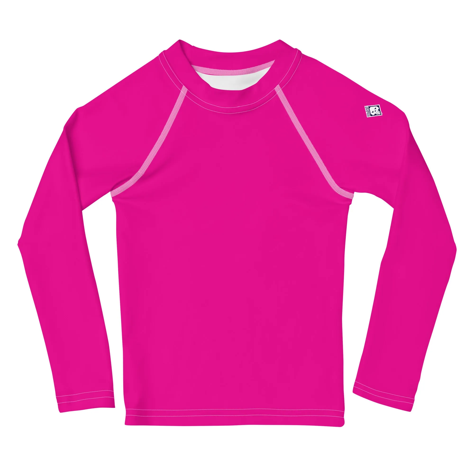 Dynamic Defense: Boys' Solid Color Long Sleeve Rash Guards - Hollywood Cerise