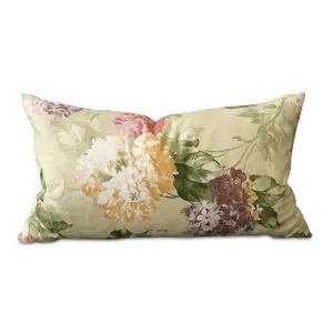 English Spring Pastel Woven Floral Lumbar Pillow Cover 15x26