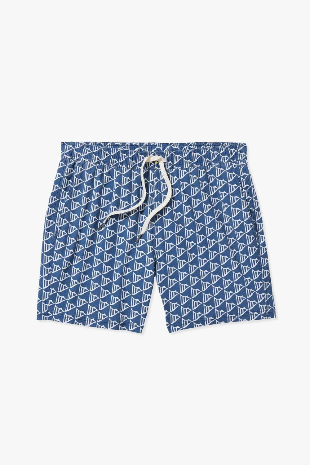 Fair Harbor Bungalow Swim Trunks in Navy Windy Flags