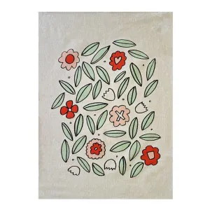 Flower Kisses Tea Towel - Coloured