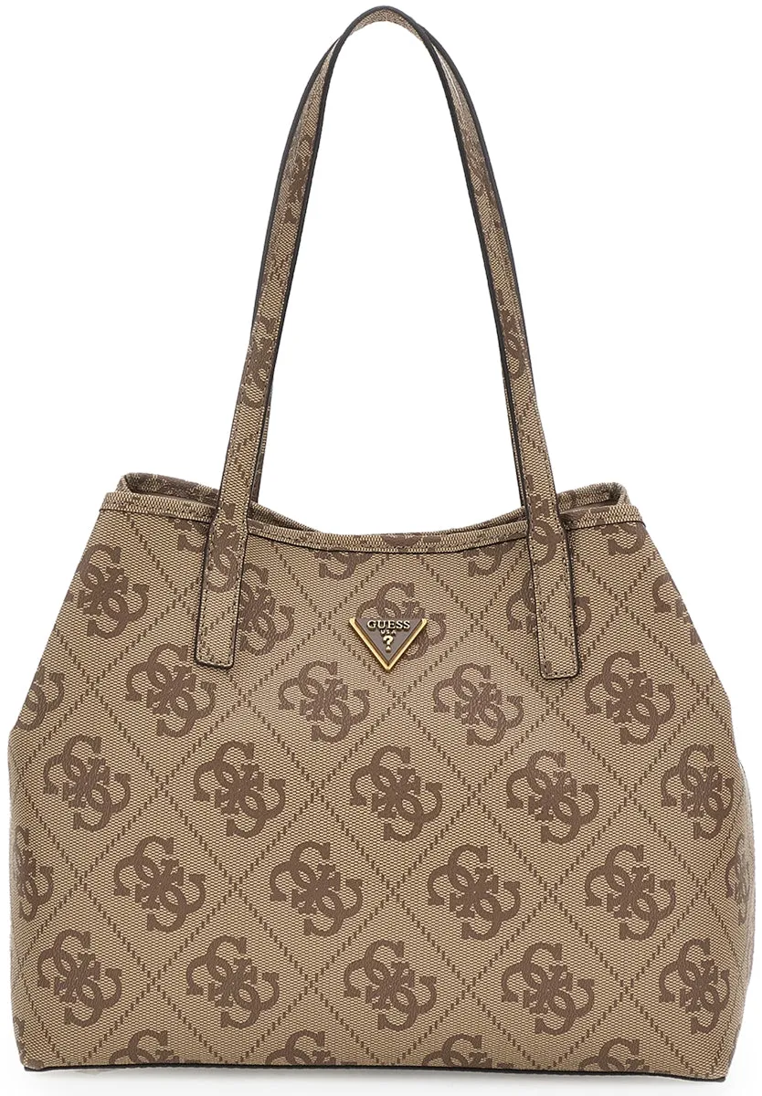 Guess Vikky Tote Peony Large Shopper 2 in 1 Bag In Lattee