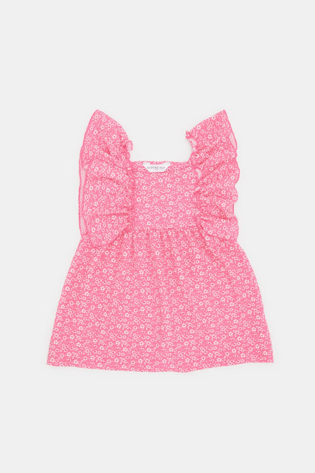 Infant Girls Pink All Over Floral Printed Dress