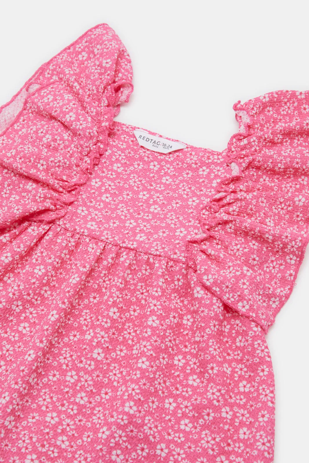 Infant Girls Pink All Over Floral Printed Dress