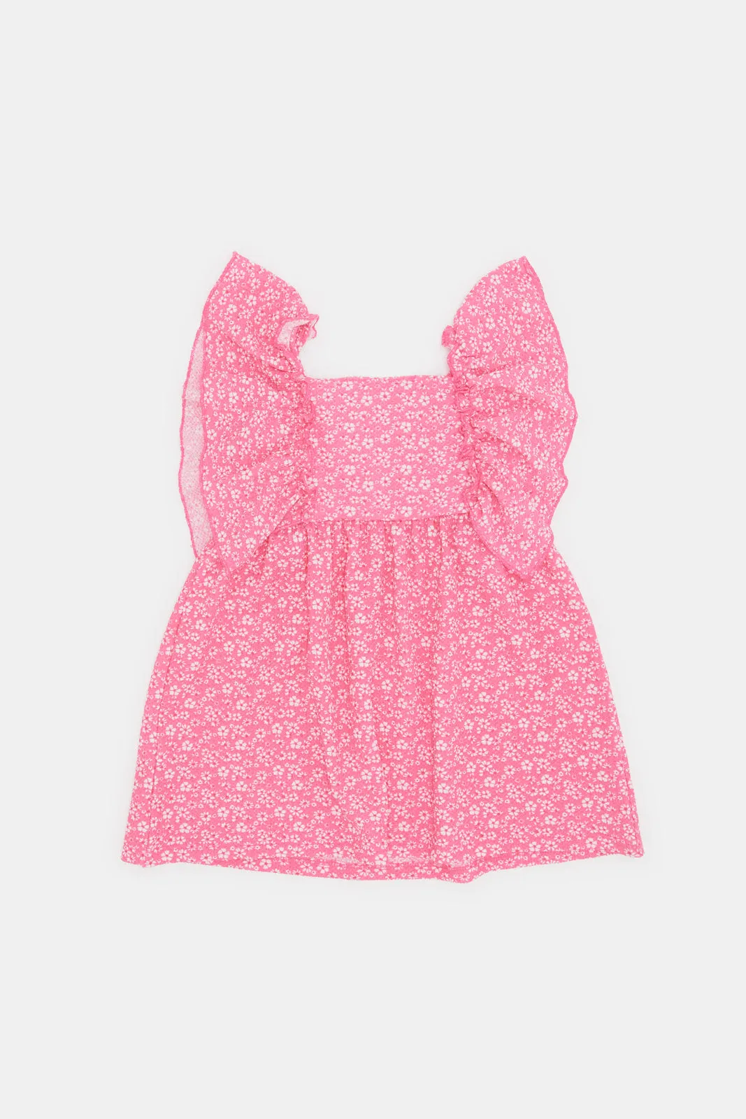 Infant Girls Pink All Over Floral Printed Dress