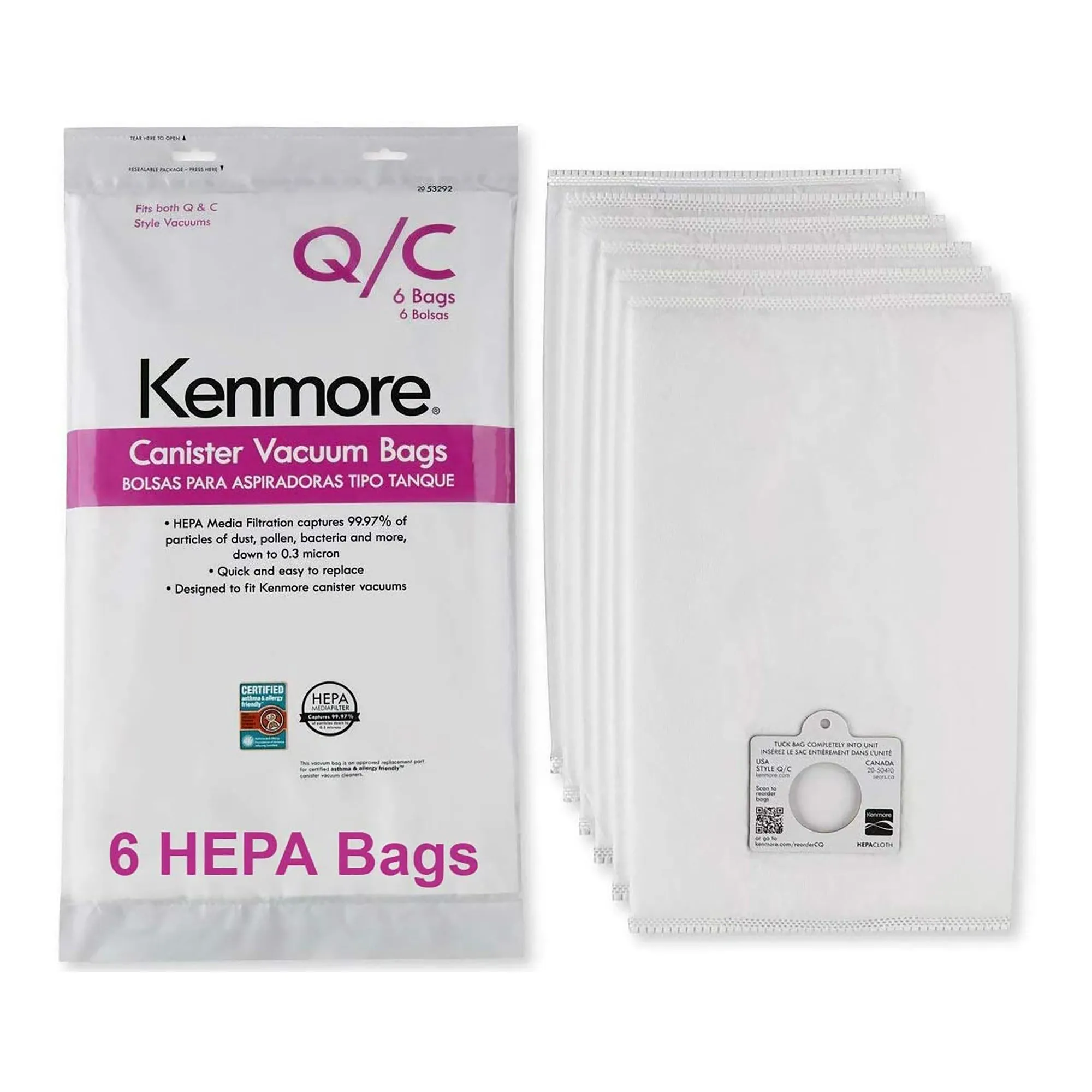 Kenmore HEPA Vacuum Bags for Canister Vacuum Cleaners