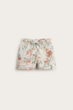 Kids' blue floral swim shorts