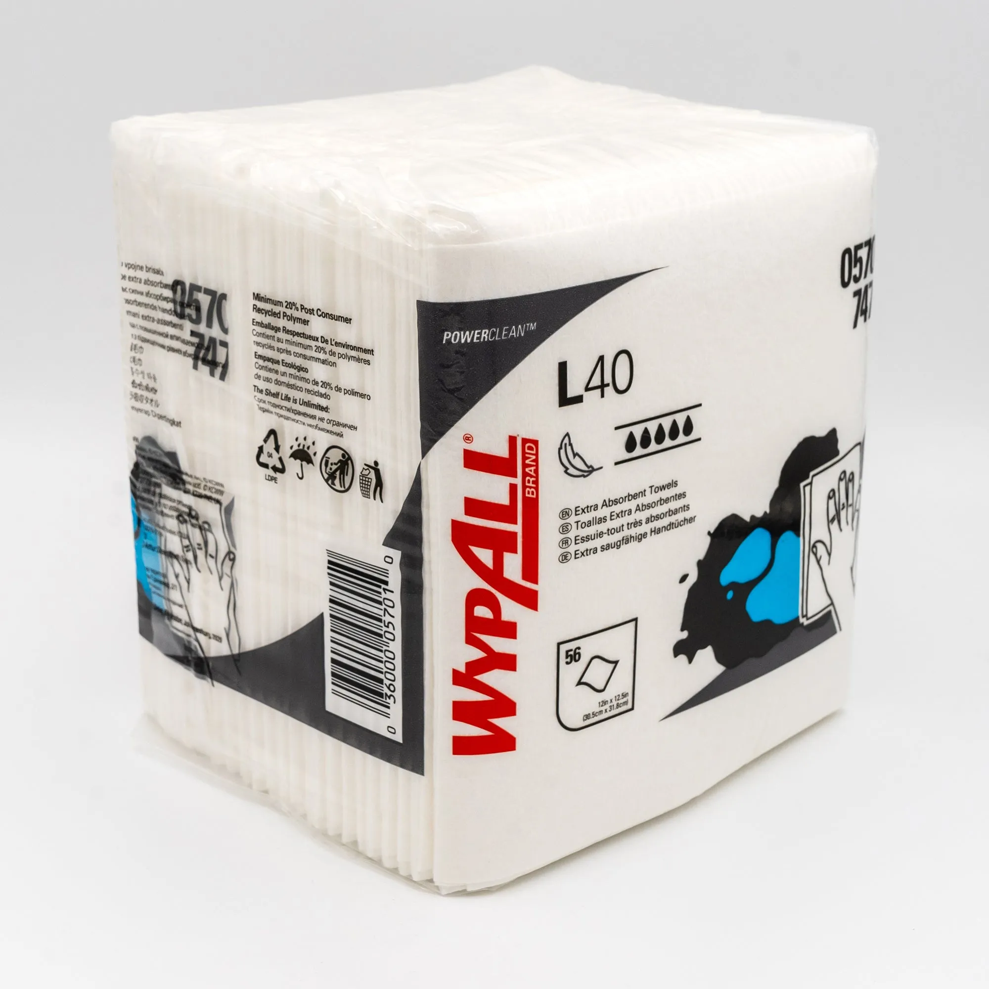 Kimberly Clark 05701CS Wypall L40 White General Purpose Quarterfold Wipers Case of 18 Packs of 56