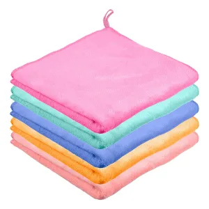 Kuber Industries Cleaning Towel|Microfiber Reusable Cloths|400 GSM Highly Absorbent Towel for Kitchen with Hanging Loop|Car|Window|40x40 Cm|Pack of 5 (Multicolor)