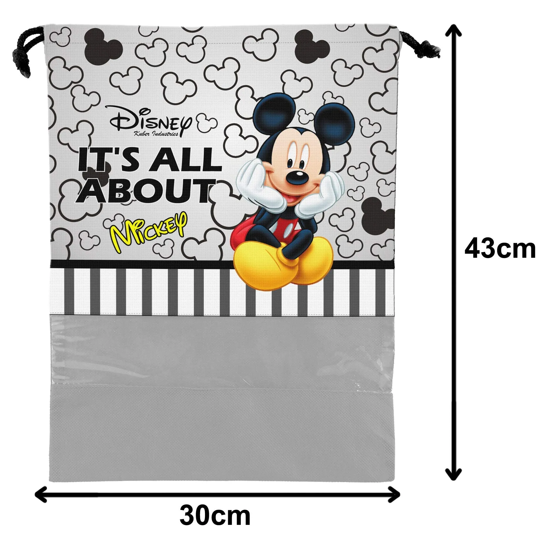 Kuber Industries Disney Mickey Print 6 Piece Non Woven Travel Shoe Cover, String Bag Organizer (Grey) -HS_35_LUGGAGE17987